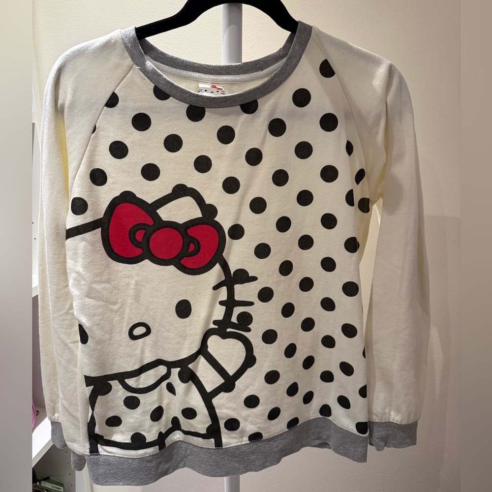 Forever 21 Hello Kitty Polka Dot Shirt - Cream and Gray medium